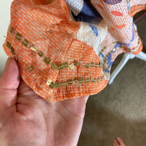 Chicos Whimsy Waves Violet Top Sz 3 XL Sheer Multicolor Artsy Flowy sequins - Picture 10 of 12